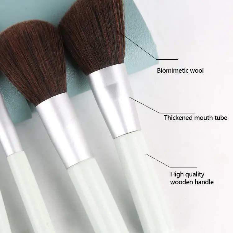 Kit 8 Pinceaux de Maquillage Professionnels avec Trousse en PU – Rose & Beige