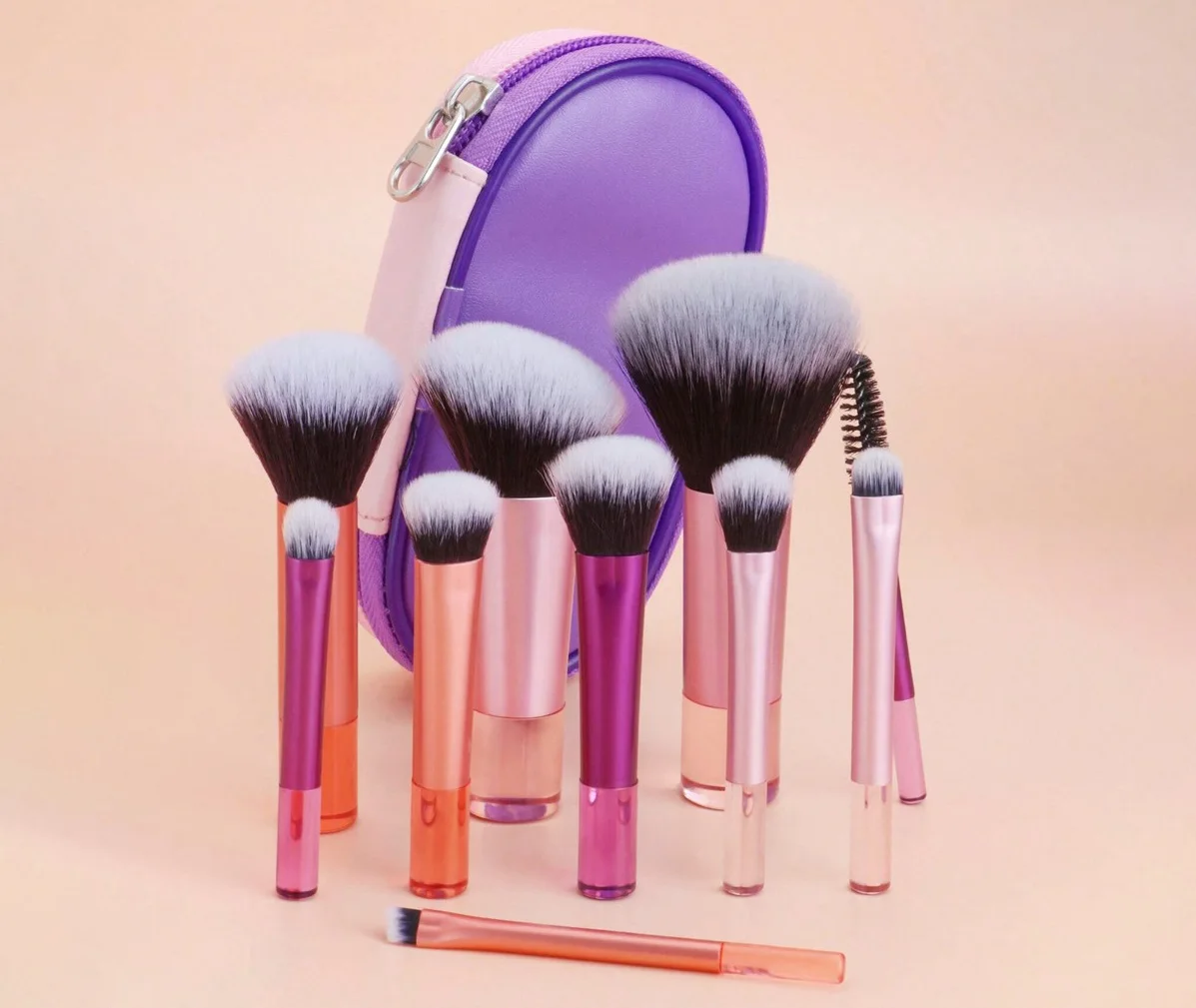 Set 10 Mini Pinceaux de Maquillage Professionnels avec Sac de Rangement – 4 Couleurs
