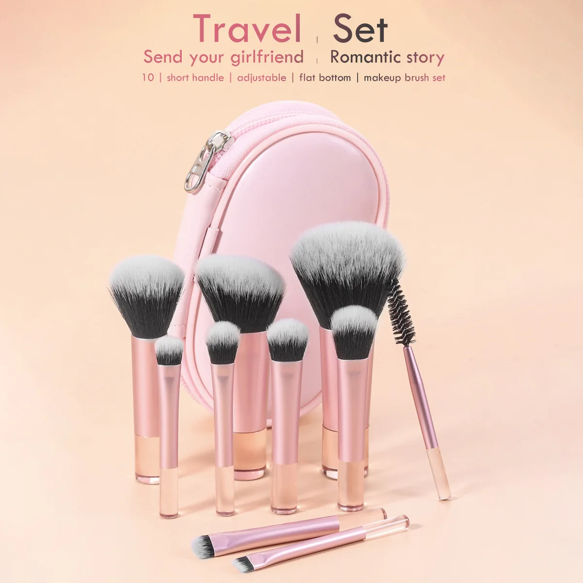 Set 10 Mini Pinceaux de Maquillage Professionnels avec Sac de Rangement – 4 Couleurs