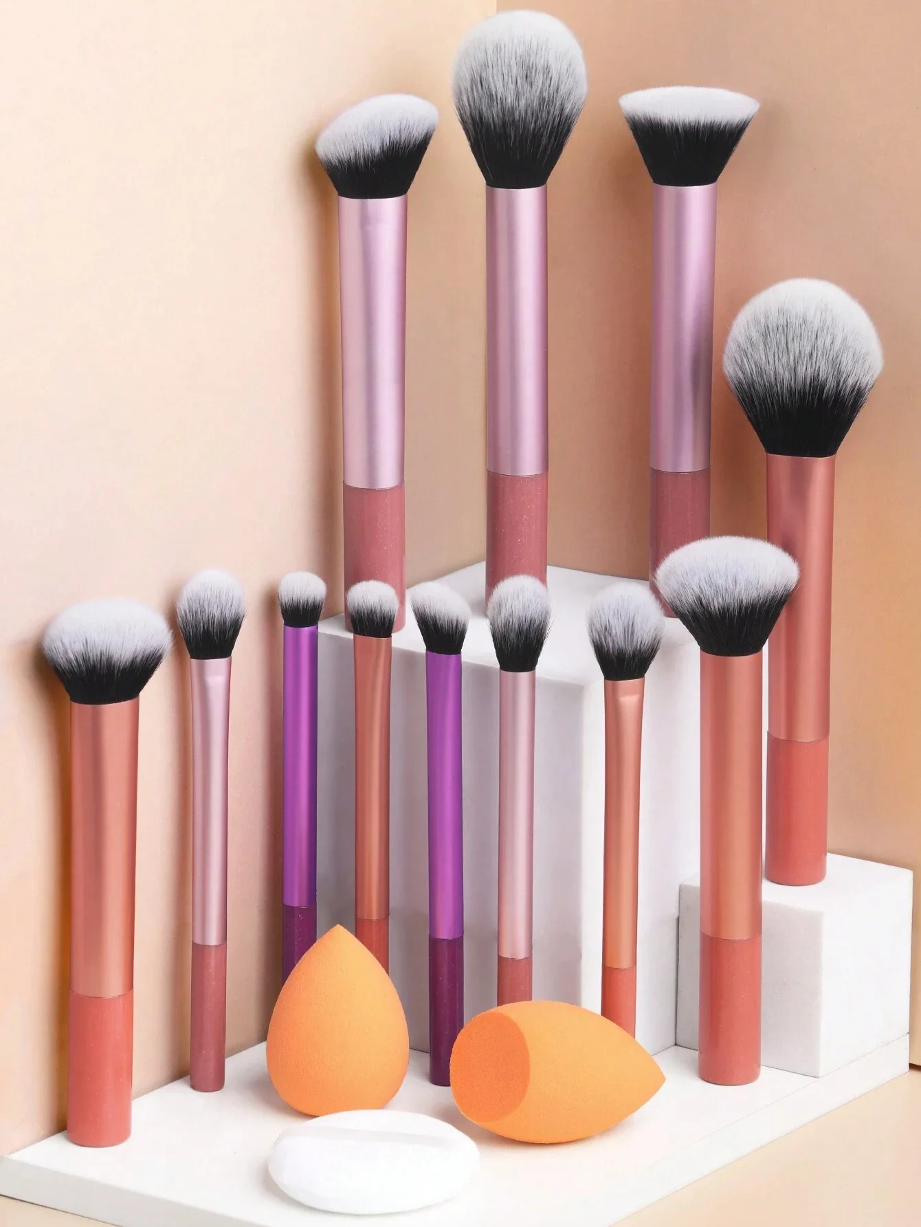 Set 10 Mini Pinceaux de Maquillage Professionnels avec Sac de Rangement – 4 Couleurs