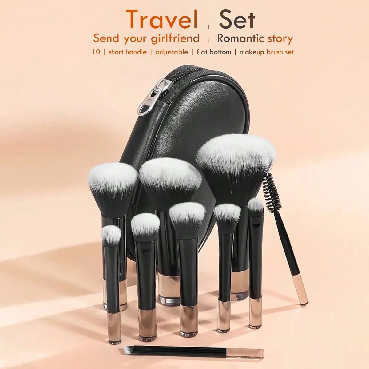 Set 10 Mini Pinceaux de Maquillage Professionnels avec Sac de Rangement – 4 Couleurs