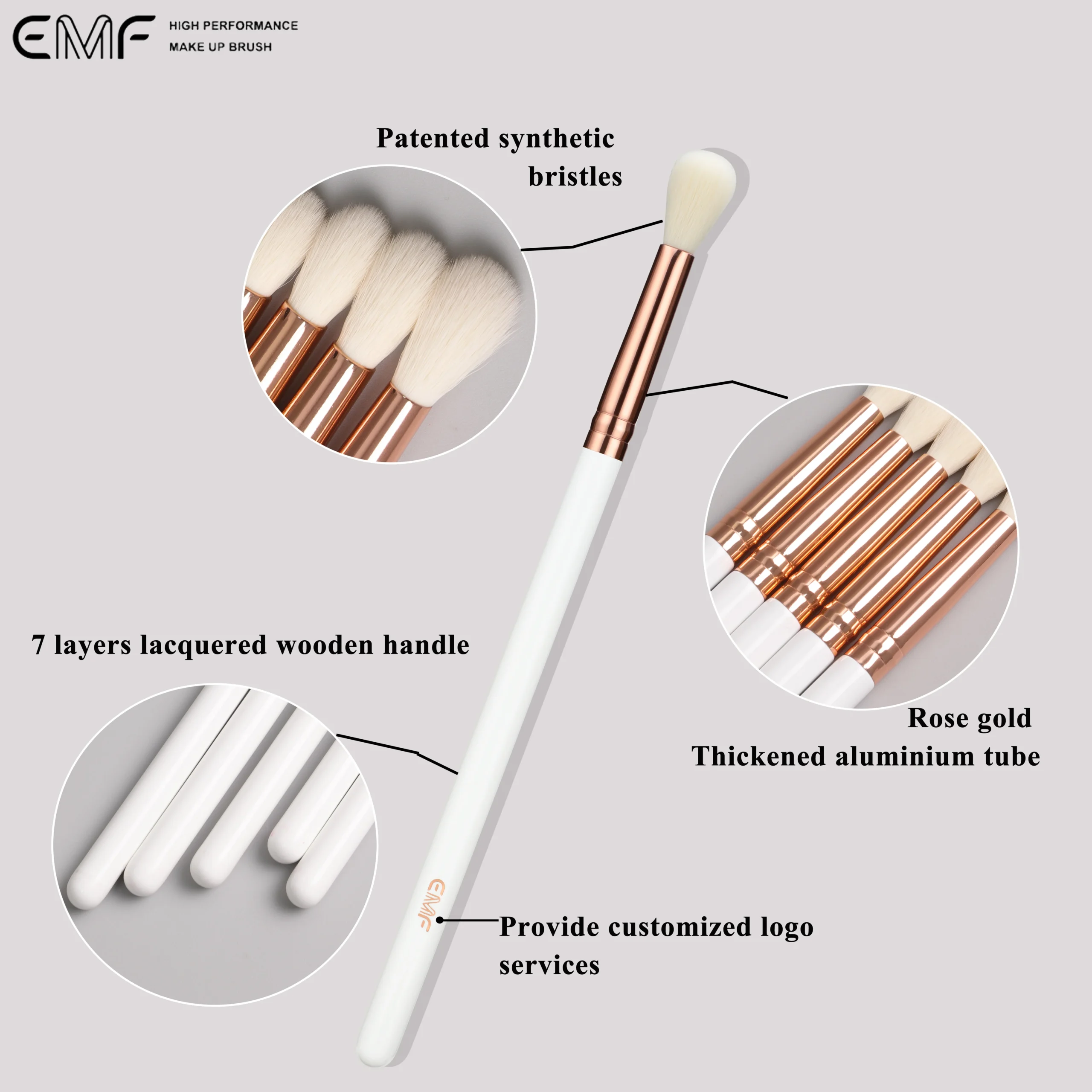 Pinceau Estompeur Professionnel Maquillage Yeux – Manche en Bois, Filament Vegan, Marque Privée