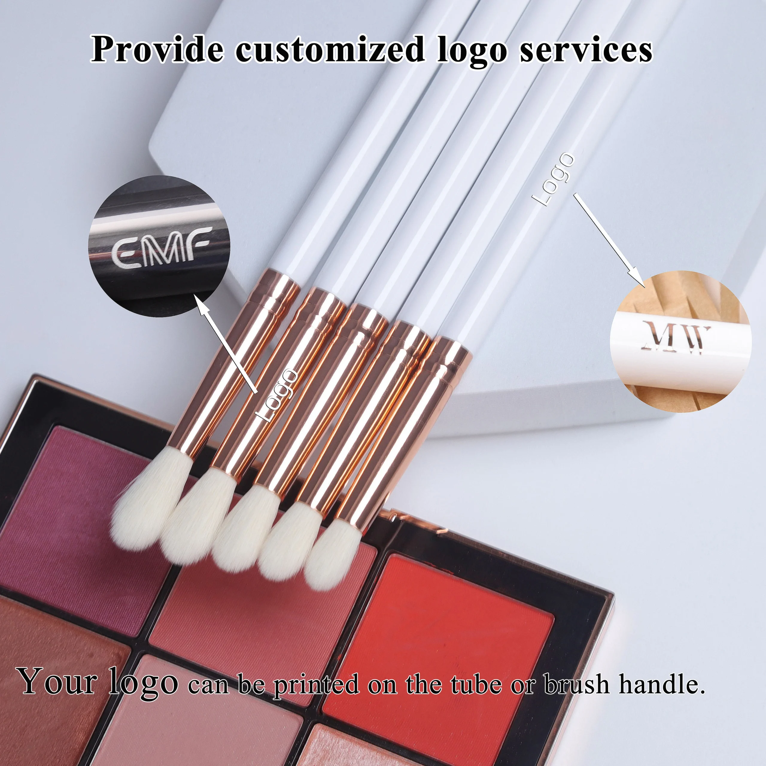Pinceau Estompeur Professionnel Maquillage Yeux – Manche en Bois, Filament Vegan, Marque Privée