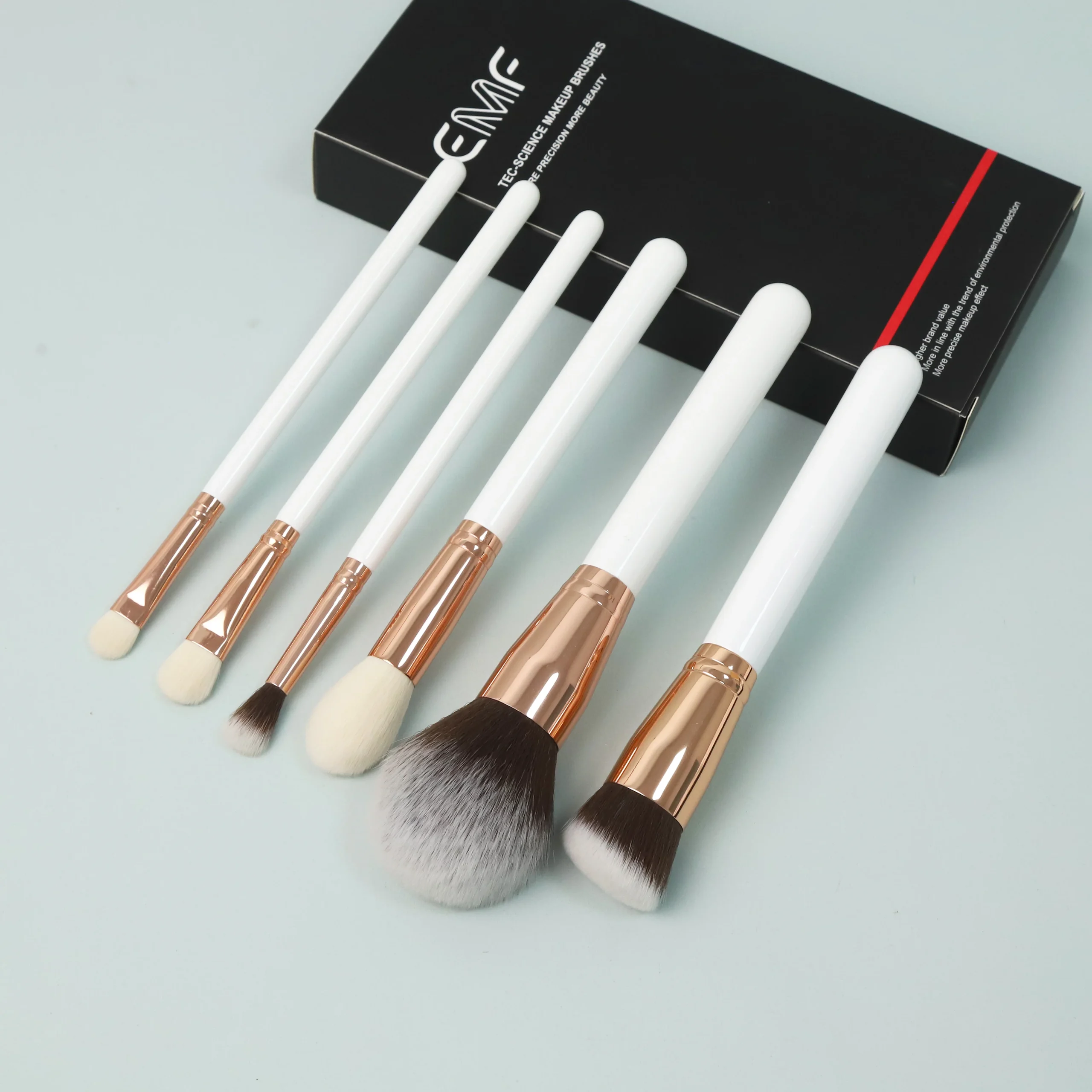 Set 6 Pinceaux Maquillage Professionnels Végan – Doux, Denses & Écologiques