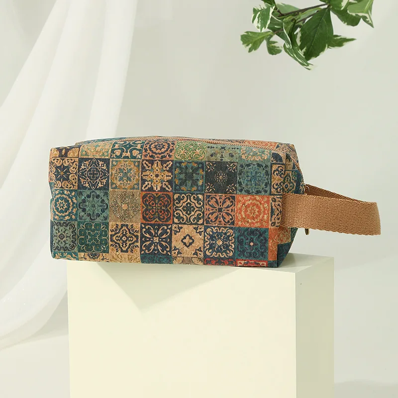 Pochette Cosmétique en Liège Naturel | Grande Capacité | Motif Floral Élégant