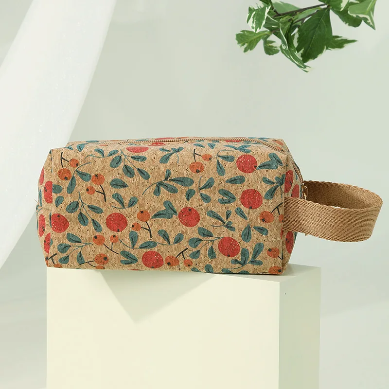 Pochette Cosmétique en Liège Naturel | Grande Capacité | Motif Floral Élégant