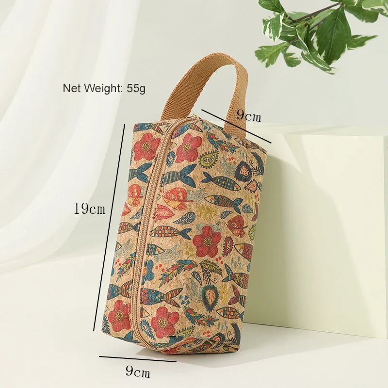 Pochette Cosmétique en Liège Naturel | Grande Capacité | Motif Floral Élégant