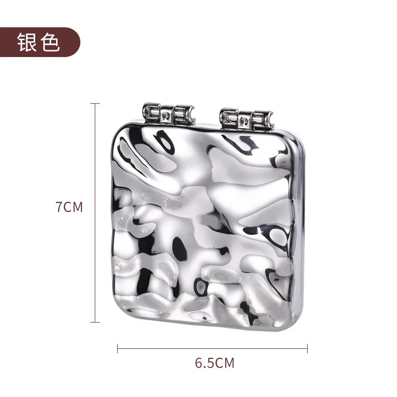 Miroir de poche double face pliable carré – Style luxe électroplaqué