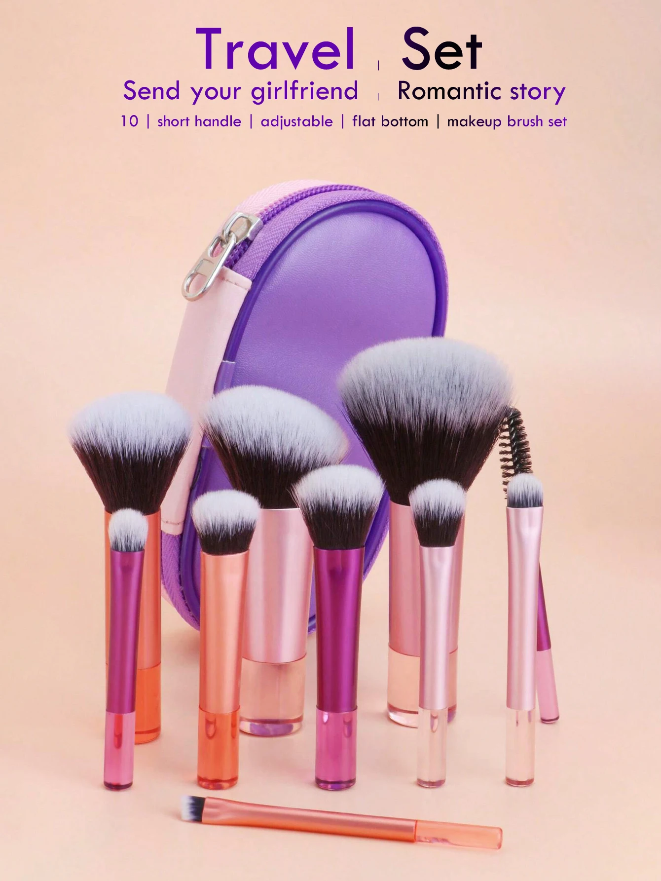 Set 10 Mini Pinceaux de Maquillage Portables - Idéal Voyage | Colorés