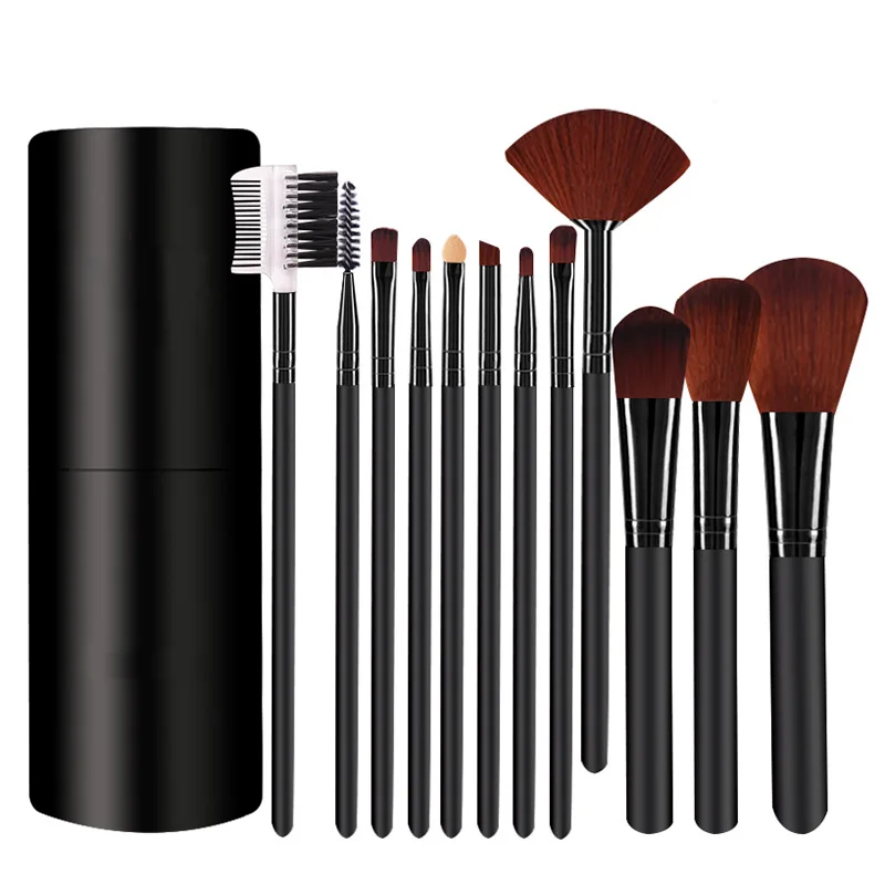 Kit 12 Pinceaux Maquillage Professionnel Portable – Visage & Yeux
