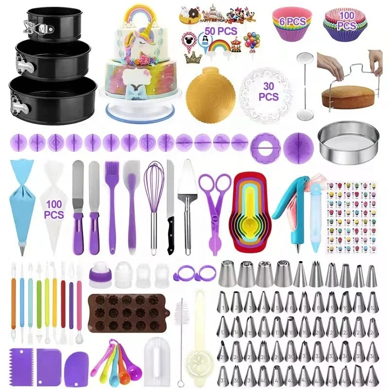 Kit Complet Décoration Gâteaux – Plateau Tournant, Douilles, Moule à Chocolat & Outils Pâtisserie DIY