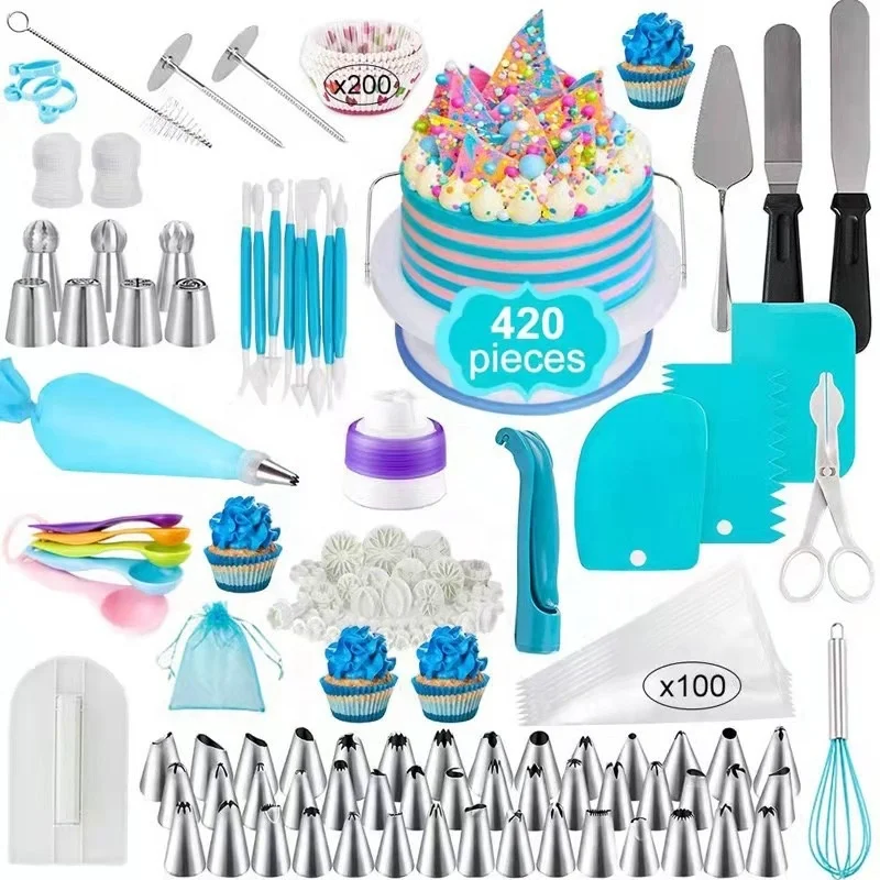 Kit Complet Décoration Gâteaux – Plateau Tournant, Douilles, Moule à Chocolat & Outils Pâtisserie DIY