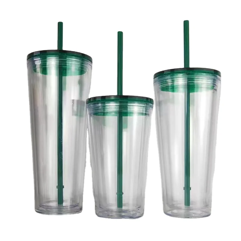 Gobelet DIY Double Paroi Isolé Acrylique avec Paille 16oz 24oz 32oz