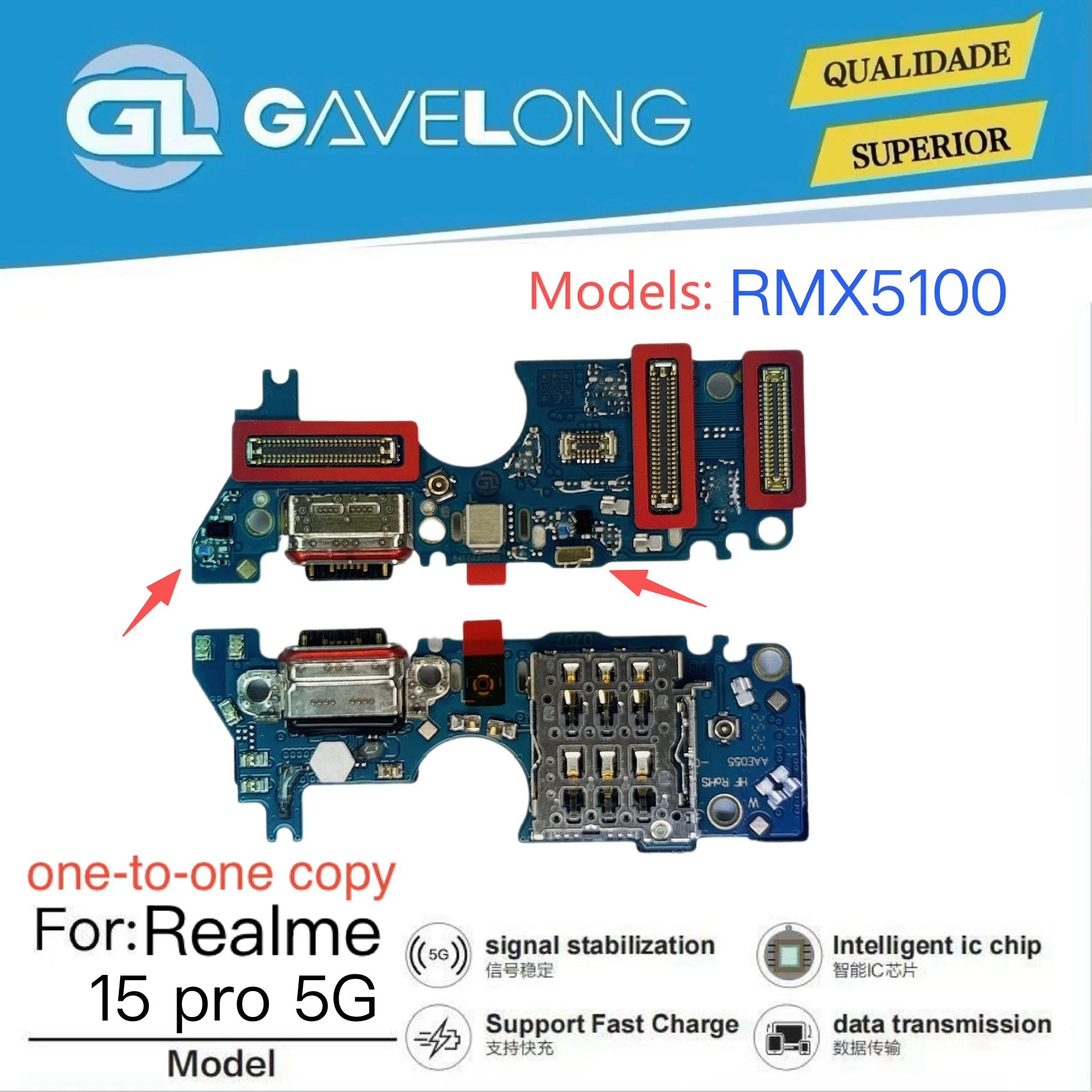 Plaque de charge USB-C Realme 15 Pro 5G RMX5100 avec microphone - Charge rapide