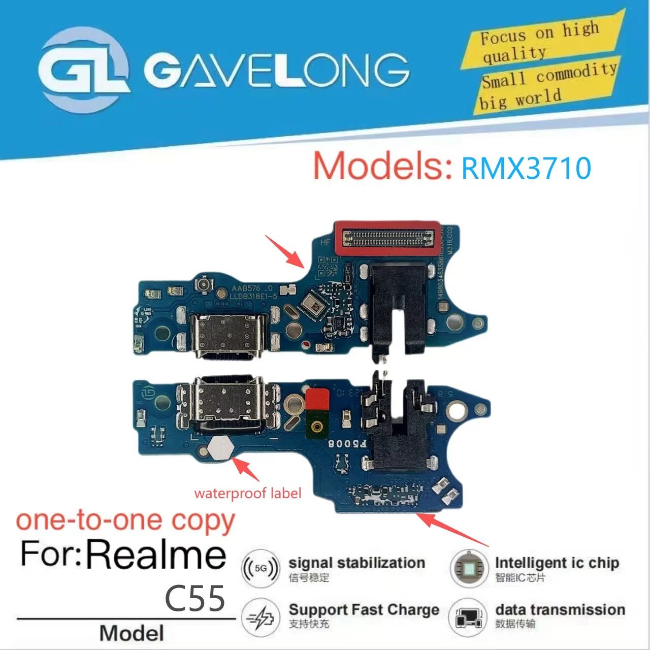 Plaque de charge USB-C Realme 15 Pro 5G RMX5100 avec microphone - Charge rapide