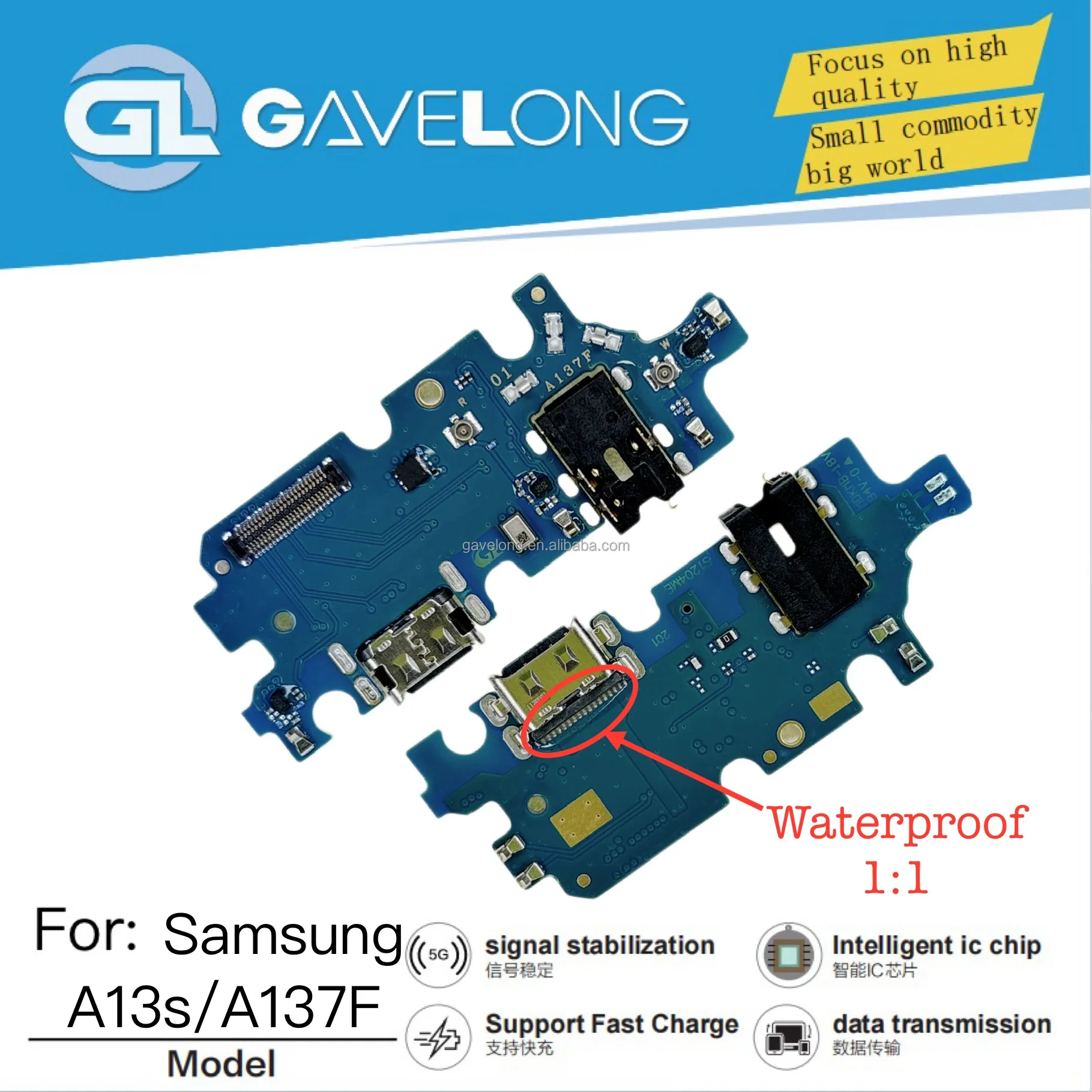 Câble flexible de téléphone portable Port de charge Board Port Connector Flex Cable Compatible avec pour Samsung Galaxy A13S A137F