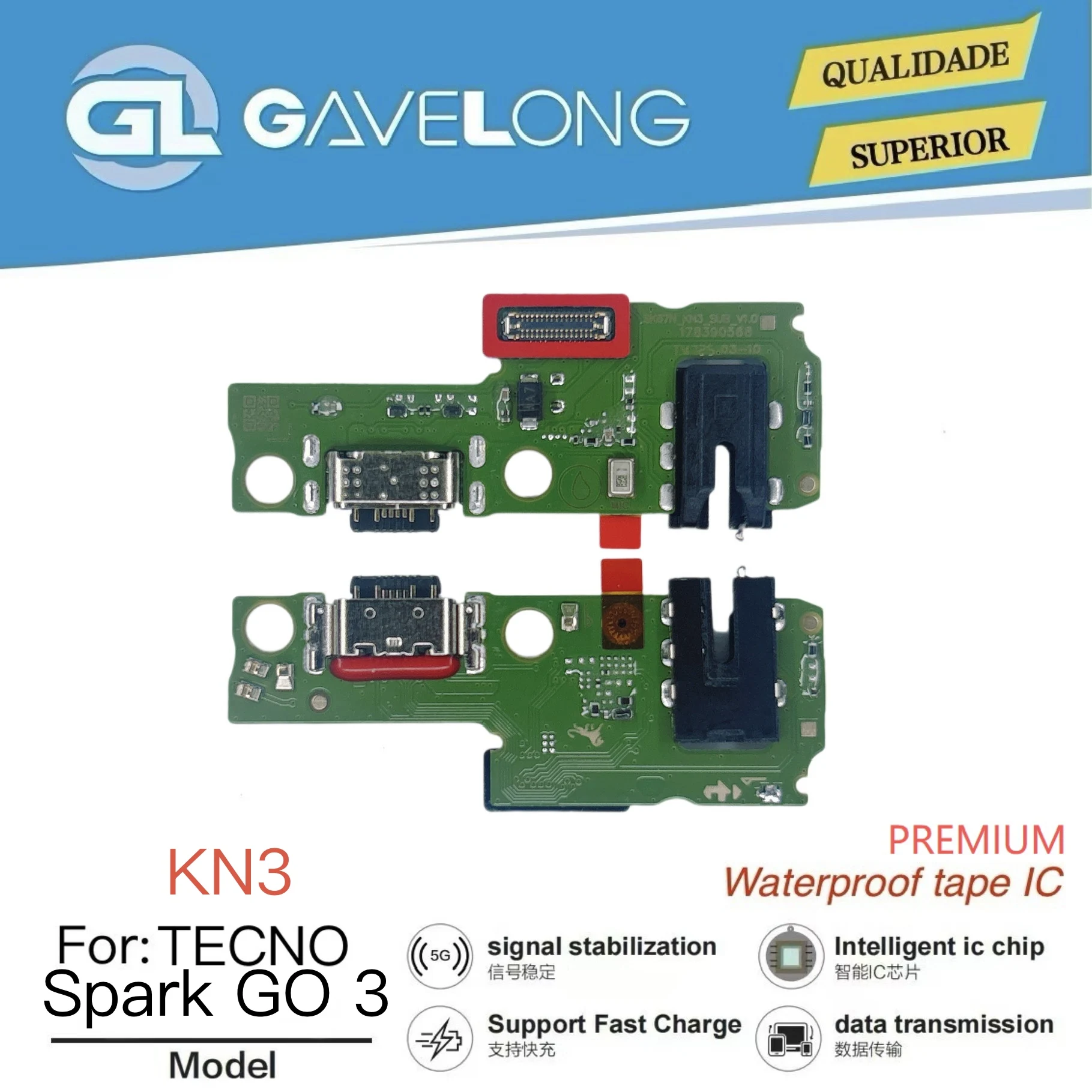 Nappe de charge Gavelong pour Tecno Spark Go 3 KN3 – Câble flex dock haute qualité