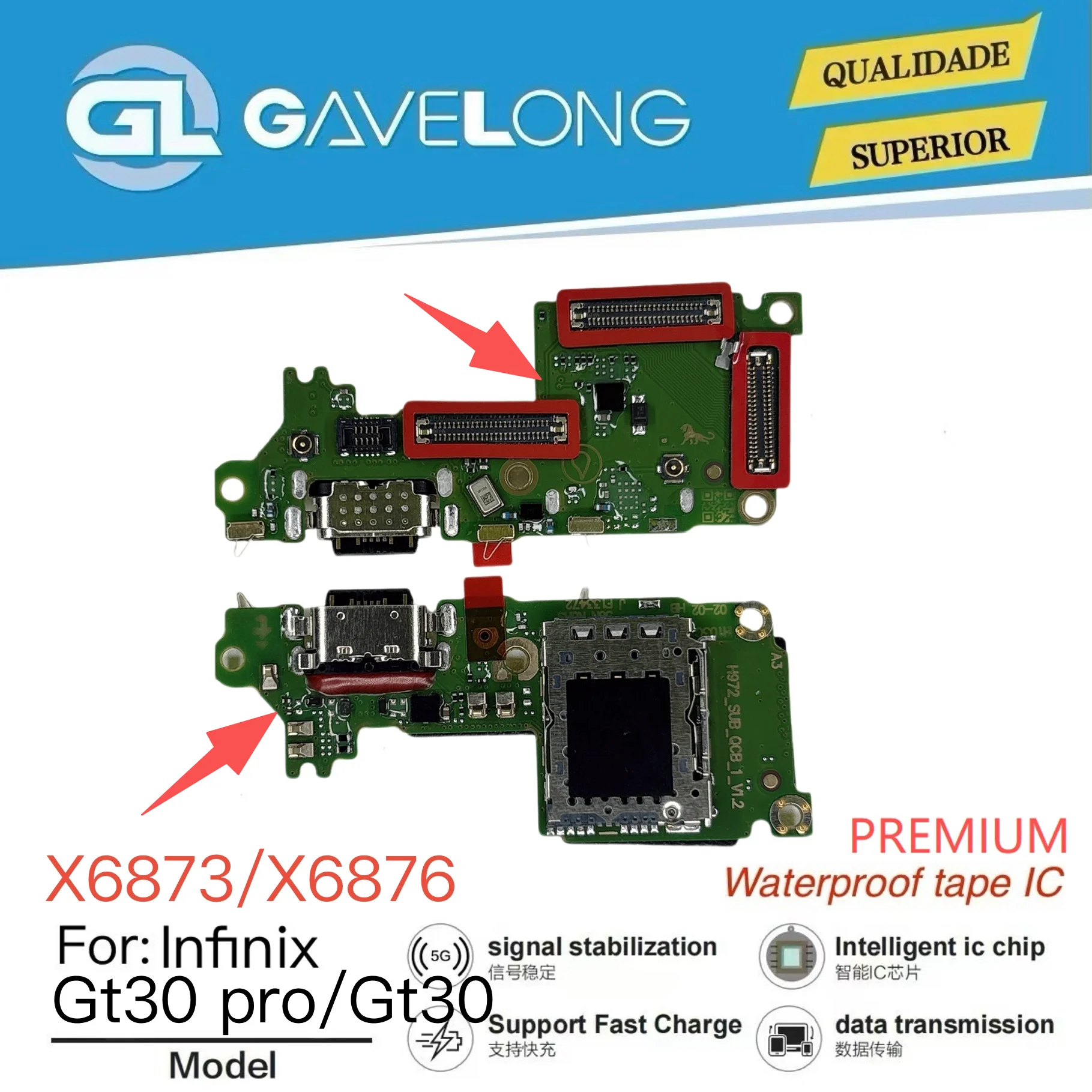Nappe de charge Gavelong pour Tecno Spark Go 3 KN3 – Câble flex dock haute qualité