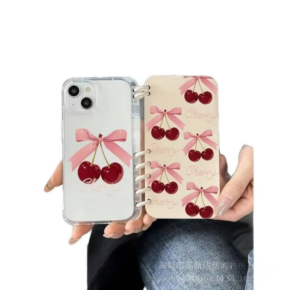 Coque iPhone Silicone Luxe GOINGOO Nœud Cerise – Antichoc 16/15/14/13/17 Pro Max