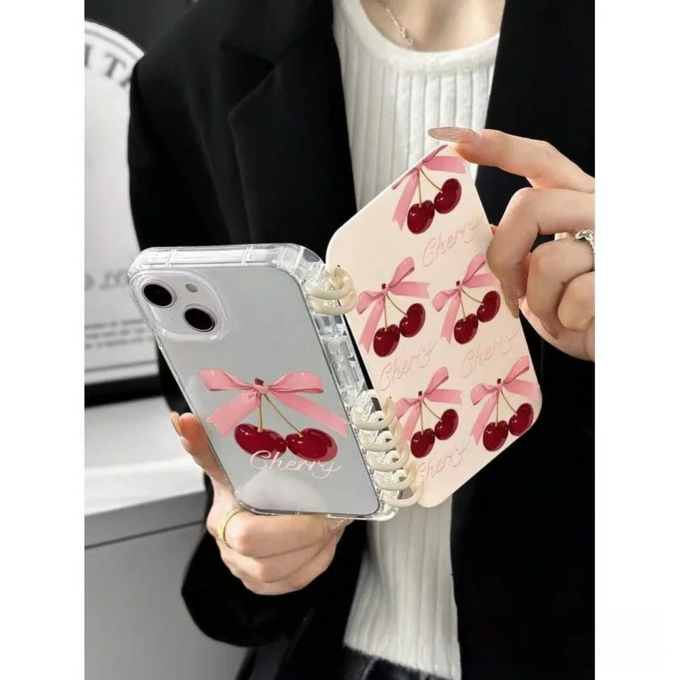 Coque iPhone Silicone Luxe GOINGOO Nœud Cerise – Antichoc 16/15/14/13/17 Pro Max