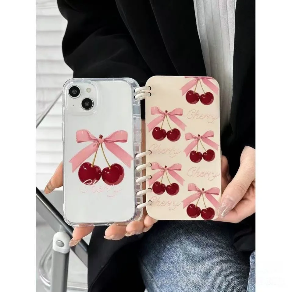Coque iPhone Silicone Luxe GOINGOO Nœud Cerise – Antichoc 16/15/14/13/17 Pro Max