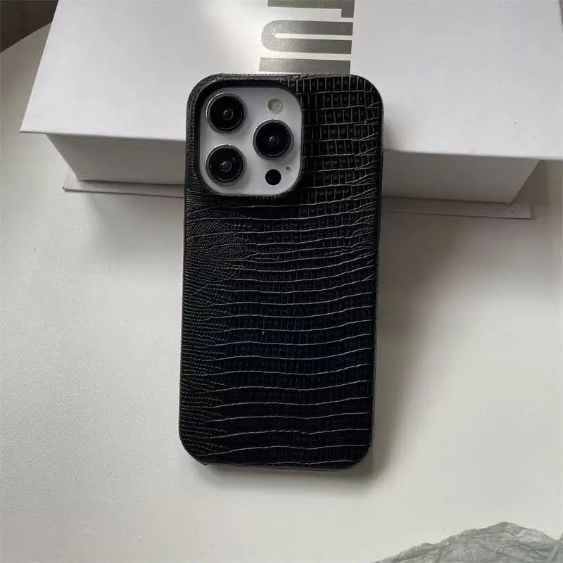 Coque iPhone Luxe Cuir Antichoc Motif Lézard – Protection Caméra | iPhone 12 au 17 Pro Max