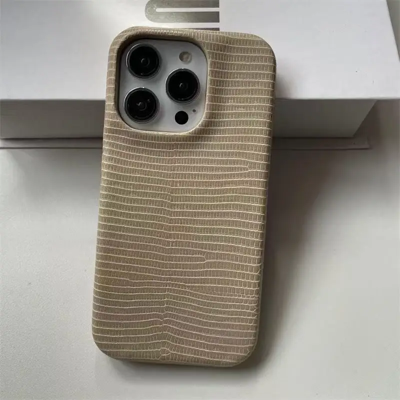 Coque iPhone Luxe Cuir Antichoc Motif Lézard – Protection Caméra | iPhone 12 au 17 Pro Max