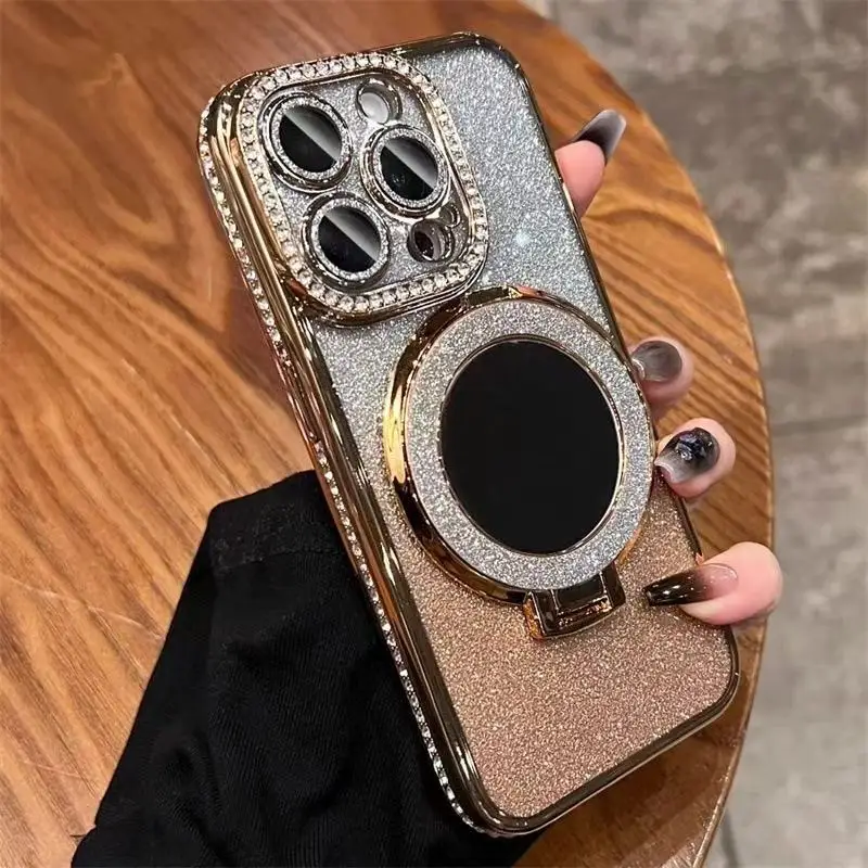 Coque iPhone Magnétique Miroir Diamant Scintillant – Luxe & Glamour