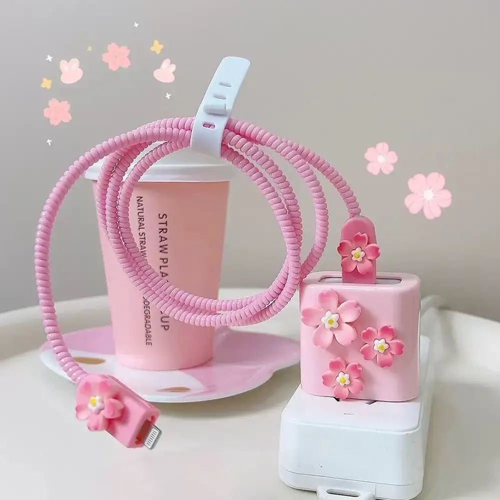 Housse TPU chargeur 20W motif fleurs – Imperméable & Élégante