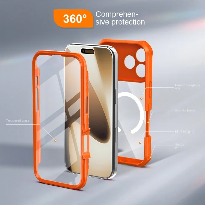 Coque Armor Transparente Antichoc iPhone 16/15 Pro Max + Protecteur Caméra Magnétique