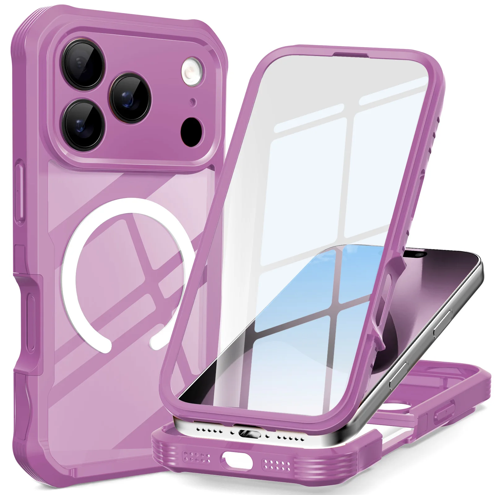 Coque Armor Transparente Antichoc iPhone 16/15 Pro Max + Protecteur Caméra Magnétique