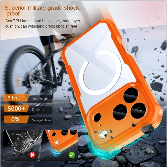 Coque Armor Transparente Antichoc iPhone 16/15 Pro Max + Protecteur Caméra Magnétique
