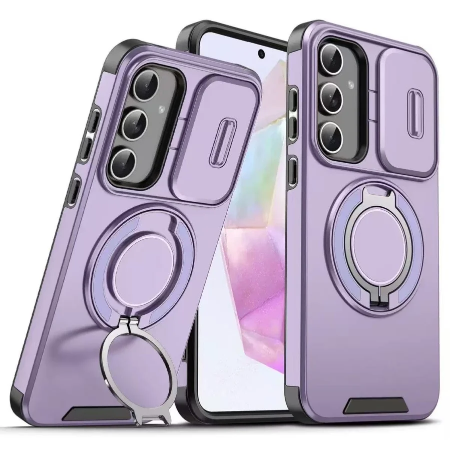 Coque Armor iPhone 16/17 Pro Max Antichoc PC+TPU avec Anneau Magnétique Rotatif 360°