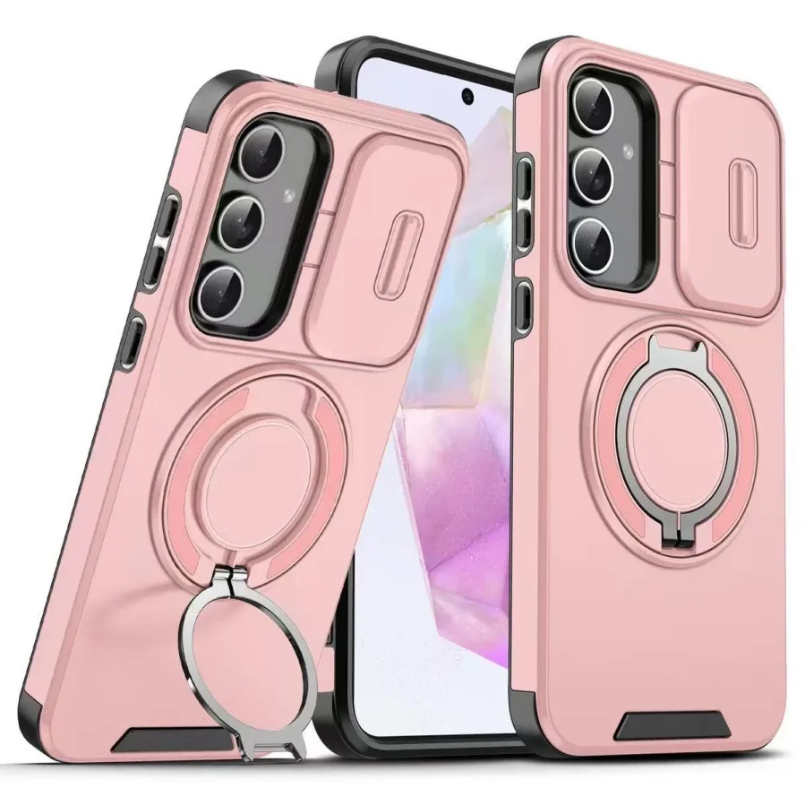 Coque Armor iPhone 16/17 Pro Max Antichoc PC+TPU avec Anneau Magnétique Rotatif 360°