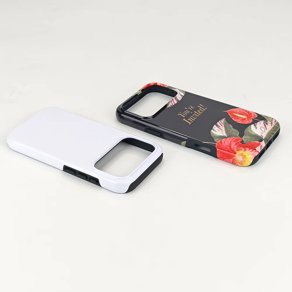 Coque iPhone 17/16/15 Antichoc 2-en-1 TPU+PC Sublimation 3D Personnalisable – Vente Gros