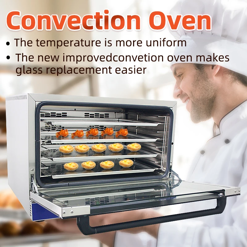 Four à Convection Électrique Professionnel 4 Plateaux – Inox 2600W 300°C