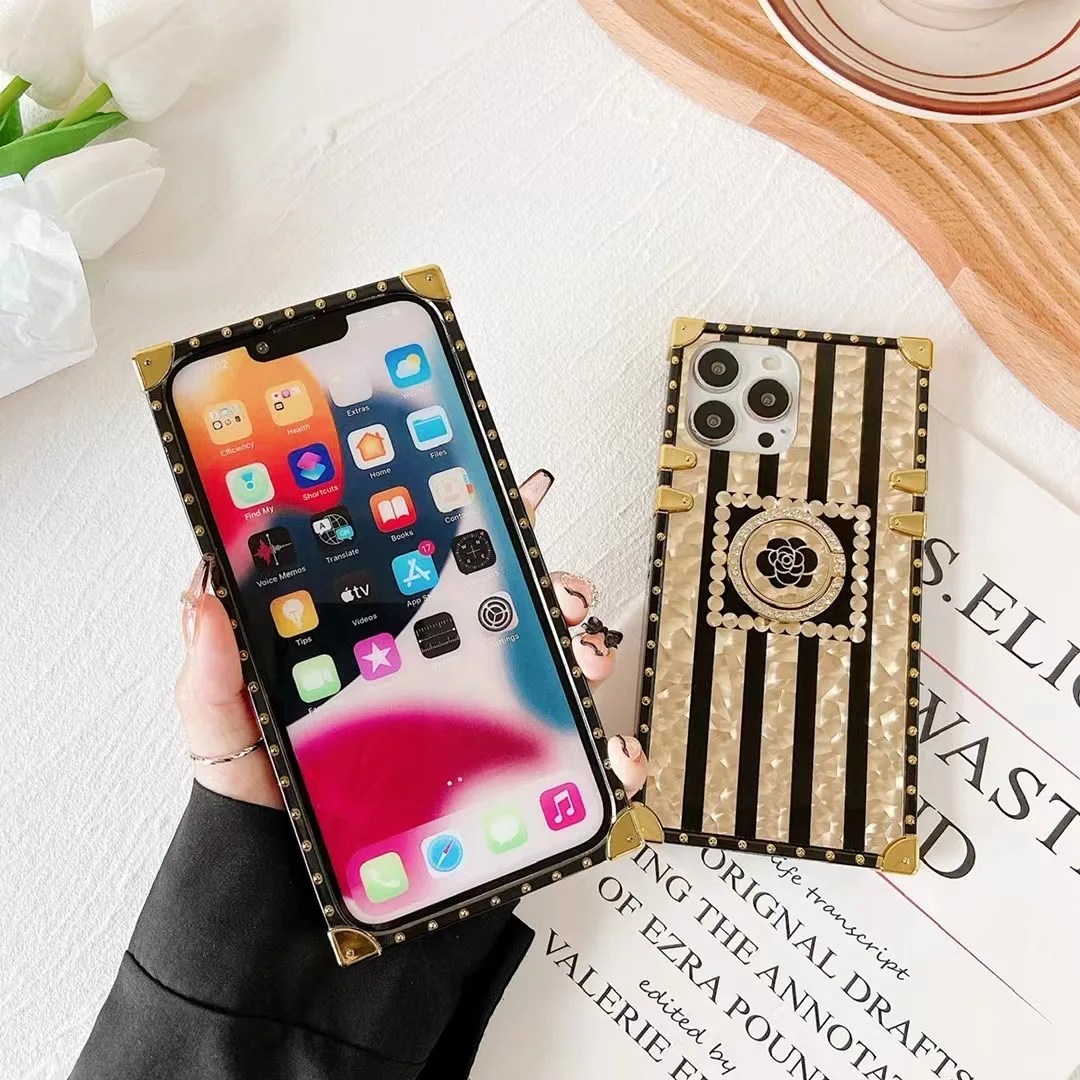 Coque GOINGOO Rose Glitter TPU avec Sangle & Support – iPhone 13/14/15 Pro Max