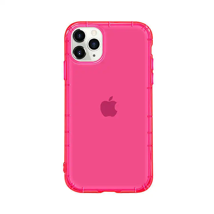 Coque iPhone 12 Mini/Pro/Max Transparente Antichoc TPU Cristal Néon 1.5mm Coussin d'Air