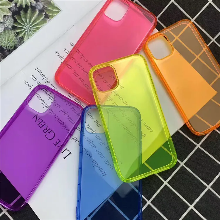 Coque iPhone 12 Mini/Pro/Max Transparente Antichoc TPU Cristal Néon 1.5mm Coussin d'Air