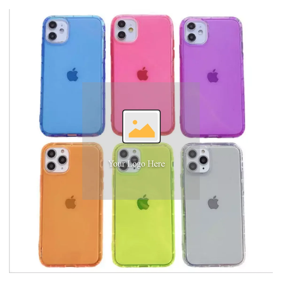 Coque iPhone 12 Mini/Pro/Max Transparente Antichoc TPU Cristal Néon 1.5mm Coussin d'Air