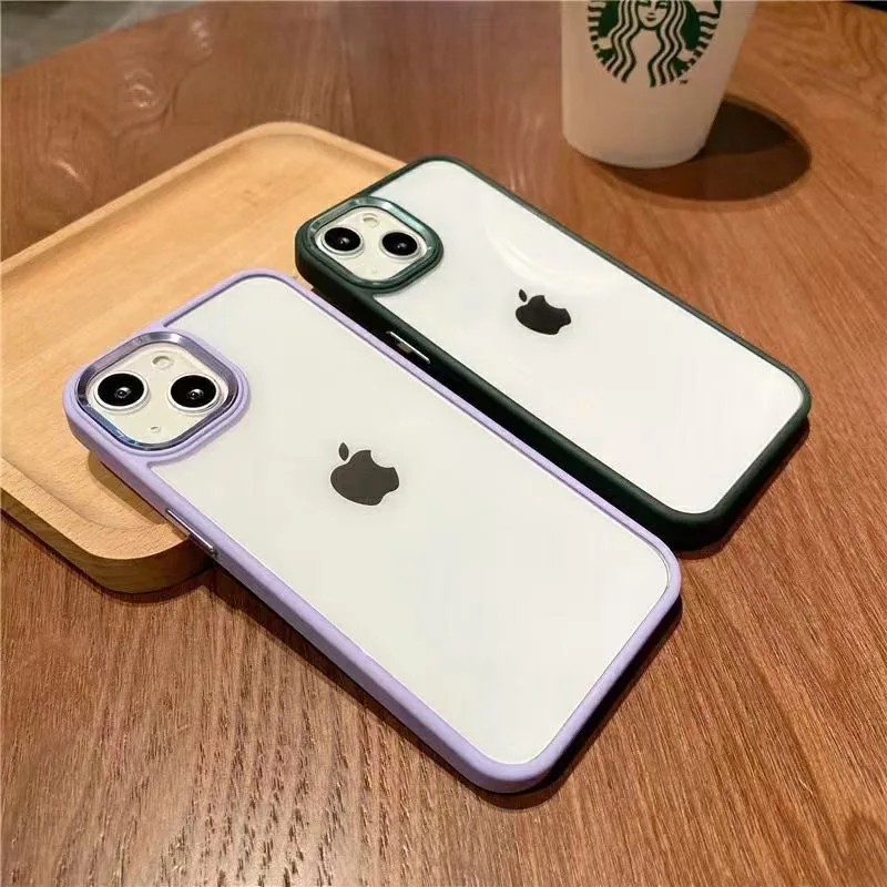 Coque Transparente Antichoc iPhone 13 Pro Max – TPU+PC Pare-chocs Argent & Protection Objectif