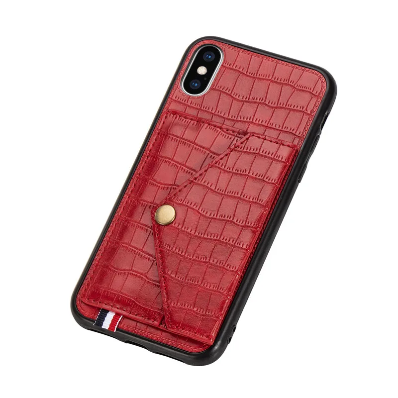 Coque iPhone SE/7/8 Plus Antichoc en Cuir PU avec Prise Main – Couleur Unie