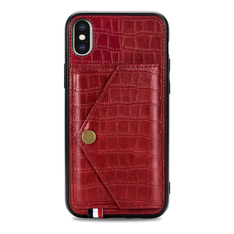 Coque iPhone SE/7/8 Plus Antichoc en Cuir PU avec Prise Main – Couleur Unie