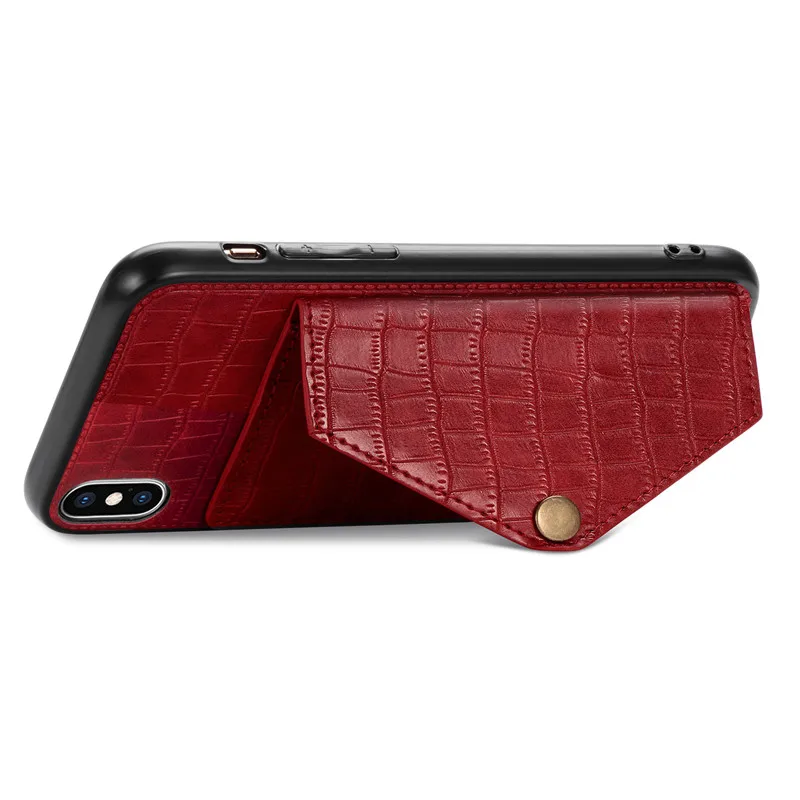 Coque iPhone SE/7/8 Plus Antichoc en Cuir PU avec Prise Main – Couleur Unie