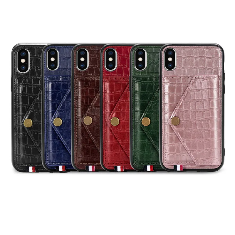 Coque iPhone SE/7/8 Plus Antichoc en Cuir PU avec Prise Main – Couleur Unie