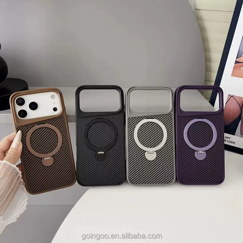 GOINGOO Coque Z Flip 5/6 Fibre de Carbone Givrée Antichoc avec Anneau Magnétique