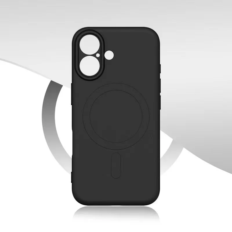 Coque iPhone Silicone Magnétique Antichoc avec Support – 12/13/14/15/16 Couleur Unie