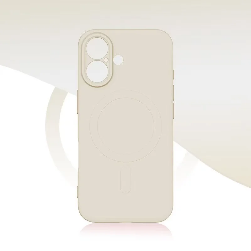 Coque iPhone Silicone Magnétique Antichoc avec Support – 12/13/14/15/16 Couleur Unie