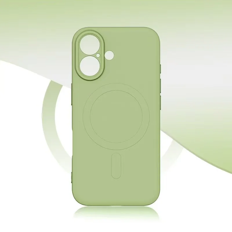 Coque iPhone Silicone Magnétique Antichoc avec Support – 12/13/14/15/16 Couleur Unie
