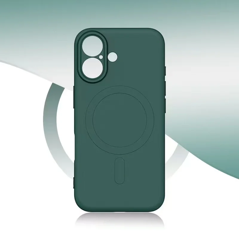 Coque iPhone Silicone Magnétique Antichoc avec Support – 12/13/14/15/16 Couleur Unie